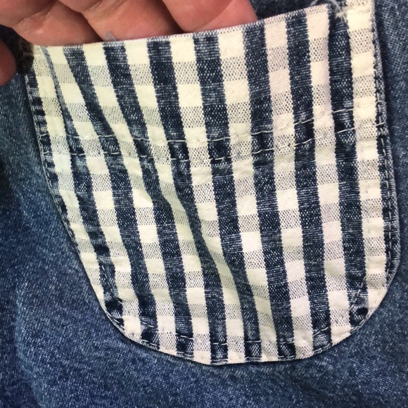 VINTAGE Euro Disney size 18 Month Denim Overalls Patches & Plaid Inserts UNISEX - Picture 12 of 16